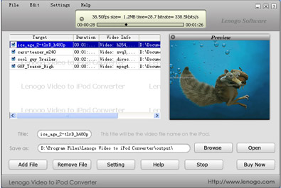 Lenogo Video to iPod Converter build 06