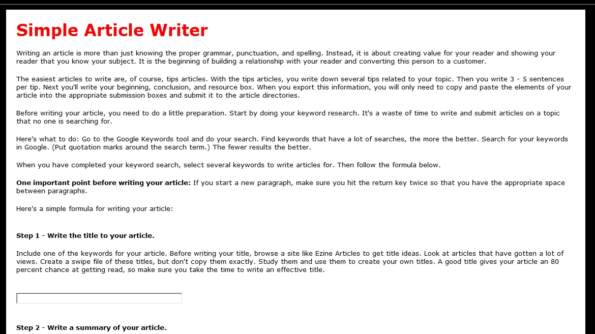 Simple Article Writer