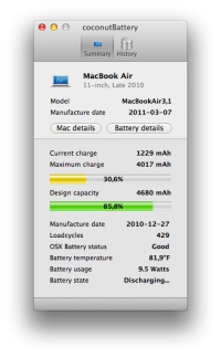 coconutBattery 3.1 screenshot. Click to enlarge!