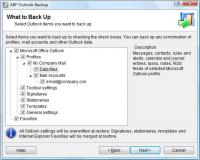 ABF Outlook Backup 3.21 screenshot. Click to enlarge!