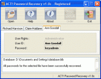 ACT Password Recovery 1.0H screenshot. Click to enlarge!