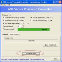 AQL Secure Password Generator 2.00 screenshot. Click to enlarge!