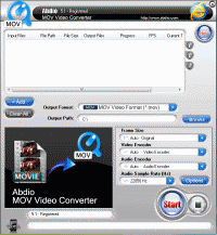 Abdio MOV Video Converter 6.7 screenshot. Click to enlarge!