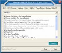 AbsoluteShield Internet Eraser Lite 2.49 screenshot. Click to enlarge!