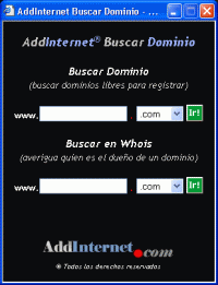 AddInternet Buscar Dominio 4.0.7 screenshot. Click to enlarge!