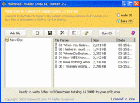 Adensoft Audio/Data CD Burner 3.0 screenshot. Click to enlarge!
