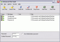 Advanced File Vault 1.017 screenshot. Click to enlarge!