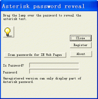 Asterisk Password Reveal 3.0 screenshot. Click to enlarge!