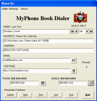 MyPhone Book Dialer 10.4.0 screenshot. Click to enlarge!