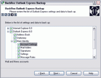BackRex Outlook Express Backup 2.8.0.172 screenshot. Click to enlarge!