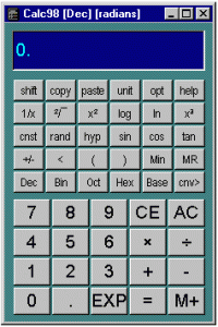 Calc98 5.3 screenshot. Click to enlarge!