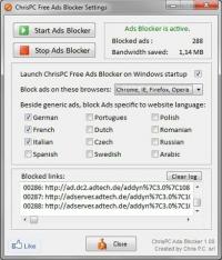 ChrisPC Free Ads Blocker 4.10 screenshot. Click to enlarge!