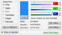 Color Picker Plugin for Notepad++ 2.3 screenshot. Click to enlarge!