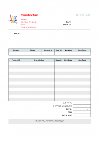 Cosmetic Clinic Invoice Format - screenshot. Click to enlarge!