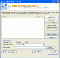 DWF DWG Converter 7.0 screenshot. Click to enlarge!