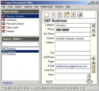 Digital PhoneBook 2003 screenshot. Click to enlarge!