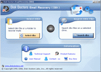 Disk Doctors Email Recovery (DBX) 1.0.2 screenshot. Click to enlarge!