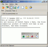 DzSoft Paste & Save 2003 screenshot. Click to enlarge!