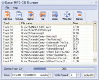 Ease MP3 CD Burner 1.60 screenshot. Click to enlarge!