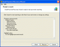 Email Password Recovery Wizard 1.1 screenshot. Click to enlarge!