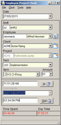 Employee Project Clock 7.30 screenshot. Click to enlarge!