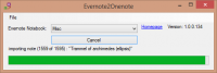 Evernote2Onenote 1.2.2.206 screenshot. Click to enlarge!