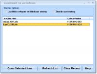 Excel Recent File List Software 7.0 screenshot. Click to enlarge!