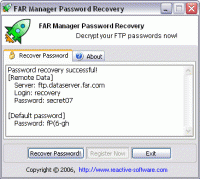 FAR Manager Password Recovery 1.0.145.2006 screenshot. Click to enlarge!