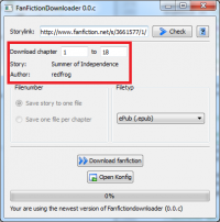 FanFictionDownloader 0.8.15 screenshot. Click to enlarge!