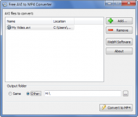 Free AVI to MP4 Converter 1.0 screenshot. Click to enlarge!