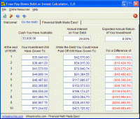 Free Pay Down Debt or Invest Calculator 4.5.1 screenshot. Click to enlarge!
