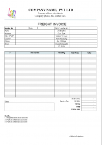 Freight Invoice Template - screenshot. Click to enlarge!