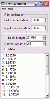 Fret Calculator 1.0.1.12 screenshot. Click to enlarge!