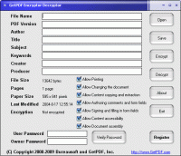 GetPDF Encryptor Decryptor 3.00 screenshot. Click to enlarge!