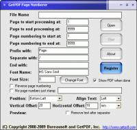 GetPDF Page Numberer 2.06 screenshot. Click to enlarge!
