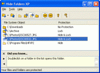 Hide Folders XP 2.9.8 screenshot. Click to enlarge!