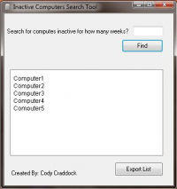 Inactive Computer Search Tool 1.0.0.0 screenshot. Click to enlarge!