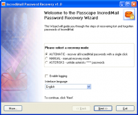 IncrediMail Password Recovery 1.4.3 screenshot. Click to enlarge!