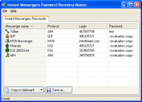 Instant Messengers Password Recovery Master 1.1 screenshot. Click to enlarge!