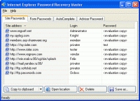 Internet Explorer Password Recovery Master 2.0 screenshot. Click to enlarge!