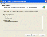 Internet Explorer Password Recovery Wizard 1.1 screenshot. Click to enlarge!
