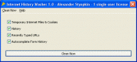 Internet History Washer 1.05 screenshot. Click to enlarge!