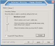Internet Utility - Popup Blocker 2.10 screenshot. Click to enlarge!