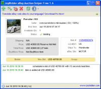 JoyBidder eBay Auction Sniper Free 1.9.57 screenshot. Click to enlarge!