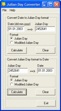 Julian Day Converter 1.0 screenshot. Click to enlarge!
