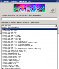 Kaspersky Lab Products Remover 1.0.1246.0 screenshot. Click to enlarge!