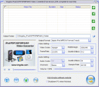 Kingdia iPod/PSP/3GP/MP4/AVI Converter 3.7.12 screenshot. Click to enlarge!