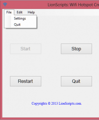 LionScripts: WiFi Hotspot Creator 1.0 screenshot. Click to enlarge!
