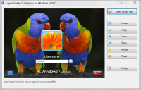 Logon Screen Customizer for Windows Vista/7 1.11.3.279 screenshot. Click to enlarge!