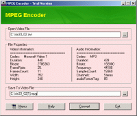 MPEG ENCODER 1.10 screenshot. Click to enlarge!